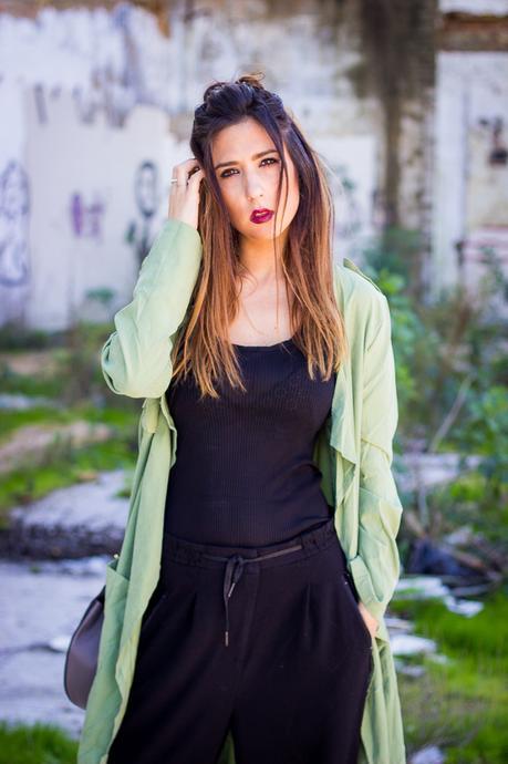 green and black street style