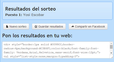 Resultado de los sorteos