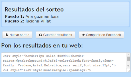 Resultado de los sorteos