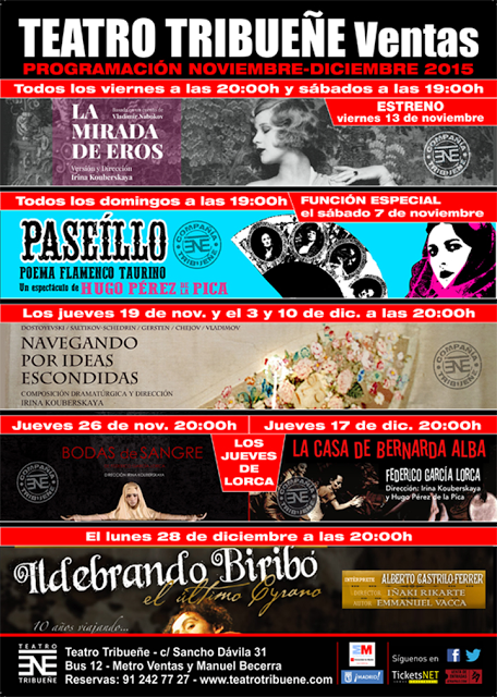 TEATRO TRIBUEÑE. Programación NOVIEMBRE- DICIEMBRE‏