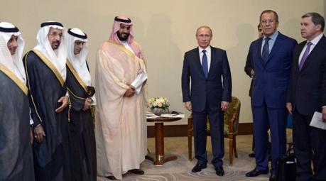 Vladimir Putin con el príncipe heredero Saudí