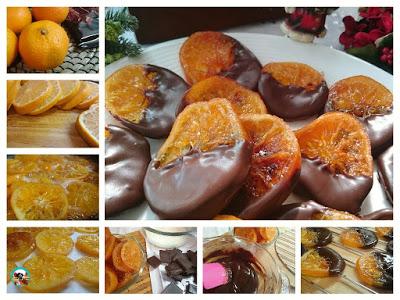 Mandarinas con chocolate confitadas