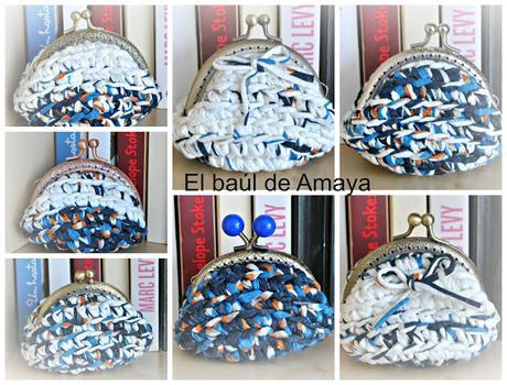 MONEDEROS DE TRAPILLO EN AZULES