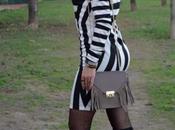 Tall boots striped dress