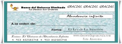 HOY 11 de Noviembre 2016 Cheque de la Abundancia