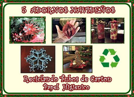 5 Adornos Navideños Reciclando Tubos de Papel Higienico..