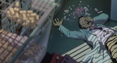 stink bomb bomba fétida lab laboratorio anime film película Tensai Okamura Nobuo Tanaka flu