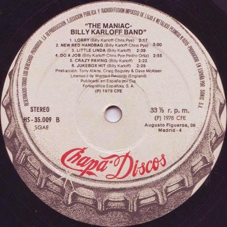 Billy Karloff Band -The Maniac Lp 1978