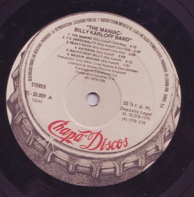 Billy Karloff Band -The Maniac Lp 1978