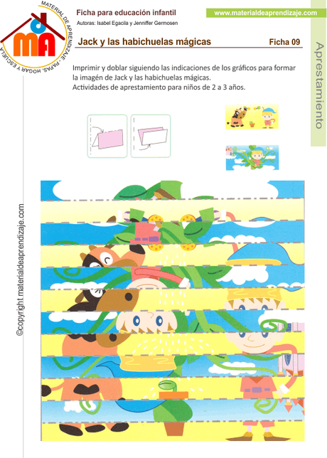 Jack y las habichuelas mágicas: Actividades para doblar de 2 a 3 años
