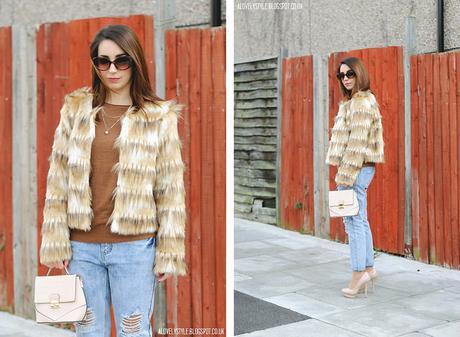 Look of the day: Faux Fur Jacket & Ripped Jeans