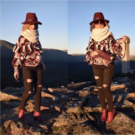 Burgundy color outfit