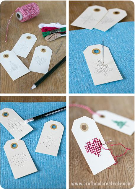 DIY Idea - Etiquetas bordadas con punto de cruz