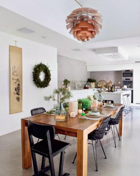 Decoración nórdica de Navidad en verde