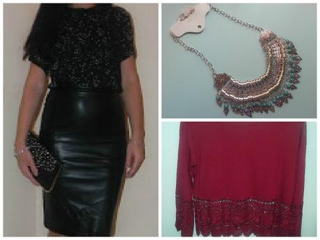 Haul de moda con Yoins: Collar, top burdeos, falda lápiz tipo cuero (Review, Haul, Info)