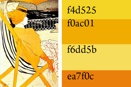 paleta de color Pasajera de la cabina 57, Toulouse Lautrec, significado del amarillo