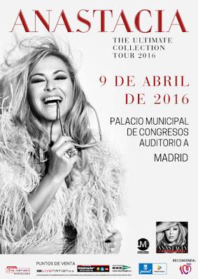 Anastacia en abril de 2016 en Barcelona y Madrid