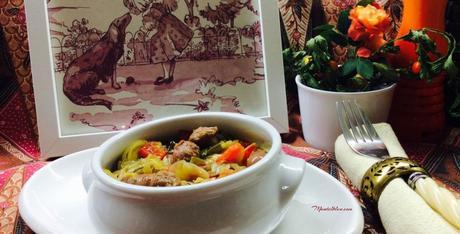 Verdura pochada con salchichas de pollo