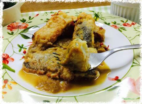 Bacalao rebozado con crema de pimiento verde Bacalao rebozado con crema de pimientos verdes 4