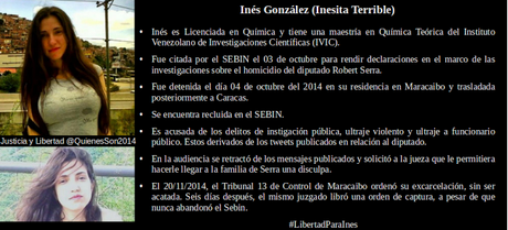 Inesita, presa un año por twittear en #Venezuela