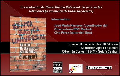 Presentación  libro sobre Renta Básica Universal en Getafe