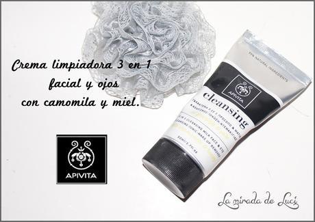 APIVITA, crema limpiadora 3 en 1 facial y ojos con camomila y miel.