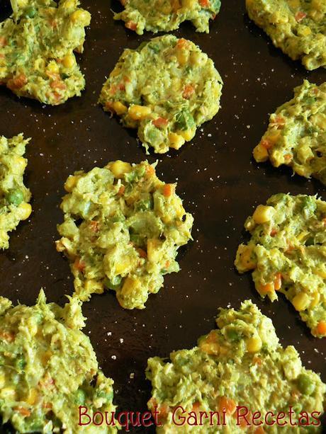 Buñuelos de verduras, harina de garbanzos y avena (sin huevos y sin frituras)