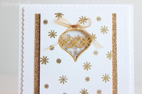 Golden Christmas card with mini shaker ornament