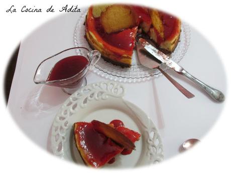 La mejor tarta de queso, con crujientes de naranja