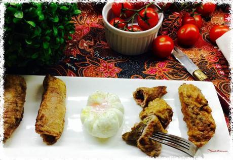 Rollitos de carne rebozada con pimiento verde Rollitos de carne rebozada con pimiento verde 1