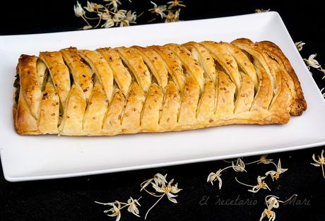 Trenza de hojaldre con espinacas y queso 1