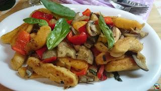 Macarrones de patatas con verduras