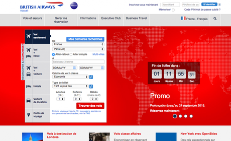 Las mejores experiencias de navegación para sitios web de viajes British Airways Desktop