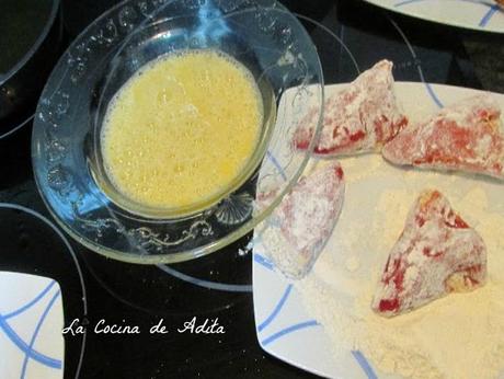 Pimientos rellenos, con atún y langostinos