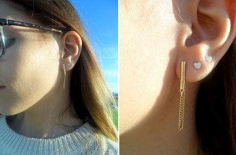 Pendientes color dorado corazón y cadena