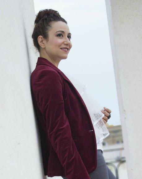 Chaqueta de Terciopelo y Top Plumetti- Velvet Jacket and Pumetti Top