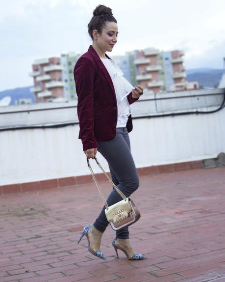 Chaqueta de Terciopelo y Top Plumetti- Velvet Jacket and Pumetti Top