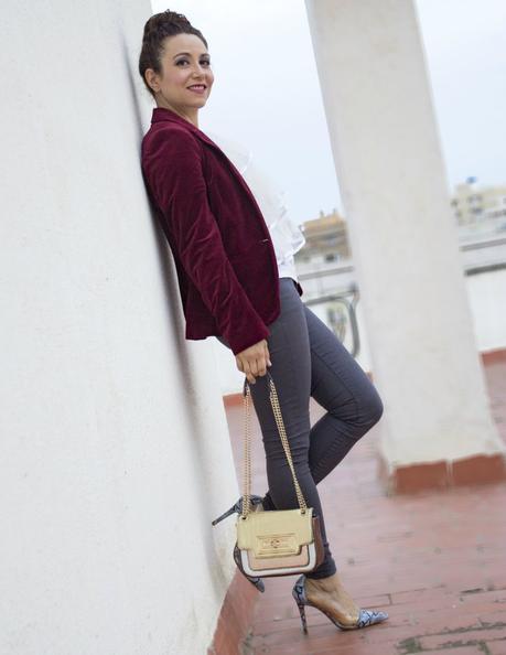 Chaqueta de Terciopelo y Top Plumetti- Velvet Jacket and Pumetti Top