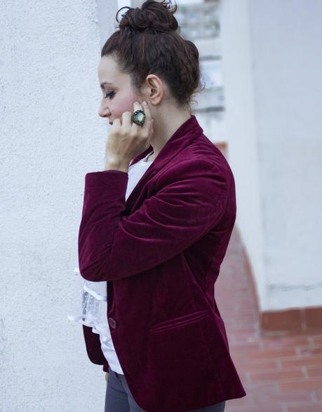 Chaqueta de Terciopelo y Top Plumetti- Velvet Jacket and Pumetti Top