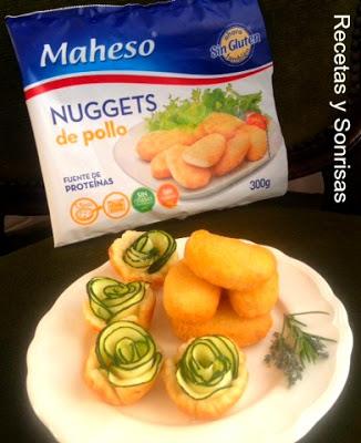 NUGGETS DE POLLO CON ROSAS DE CALABACÍN