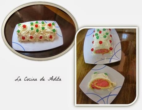 Brazo gitano relleno de mermelada de cerezas