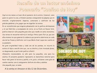 Reseña de un lector anónimo a mi poemario 