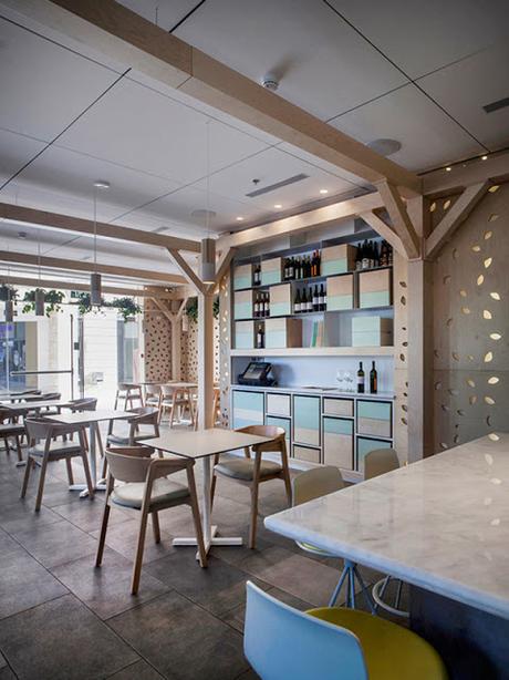 Diseño interior en cafetería de Tel Aviv