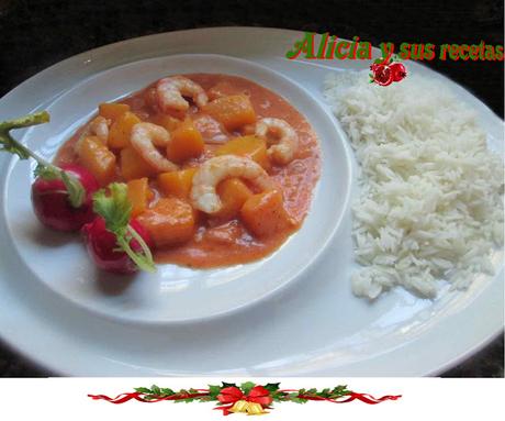 CURRY CON GAMBAS Y MANGO