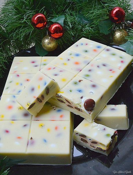 Turrón blanco con lacasitos