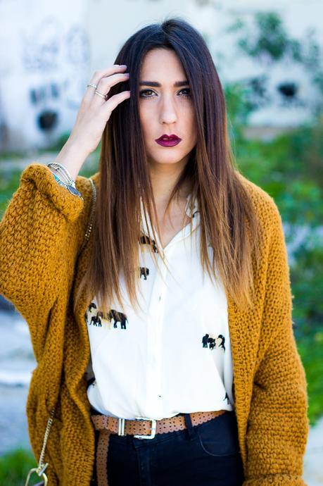 mustard cardigan
