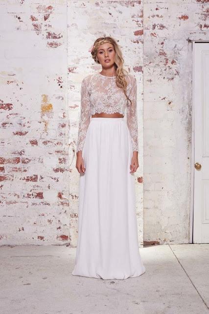 vestido novia crop top