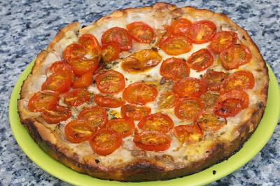 Quiché de pera, mozarella y cherrys