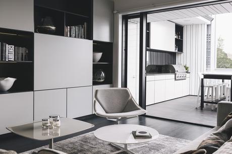 Serenidad en blanco y negro, diseño interior de apartamento en Nueva Zelanda