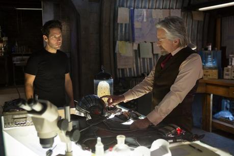 Marvel's Ant-Man L to R: Scott Lang/Ant-Man & Hank Pym (Michael Douglas) Photo Credit: Zade Rosenthal © Marvel 2015